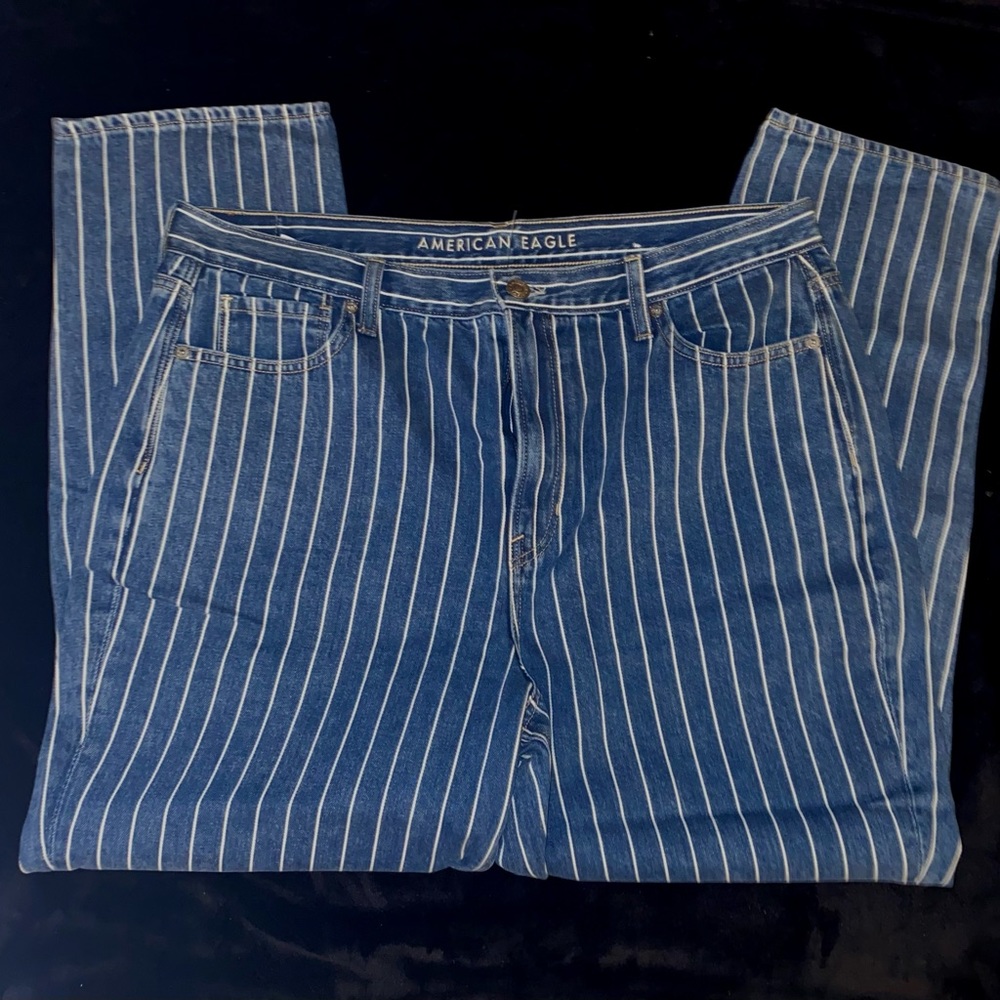 striped mom jeans